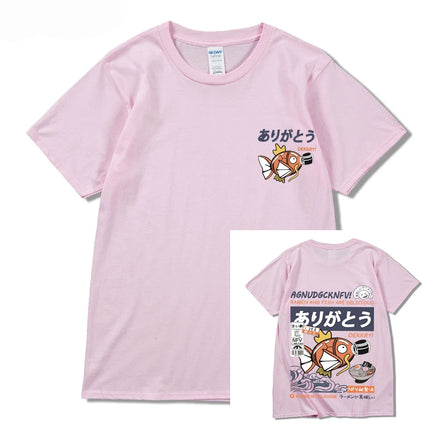 2024 Japanese fun ramen fish print hip hop men's casual comfortable cotton short sleeve T-shirt