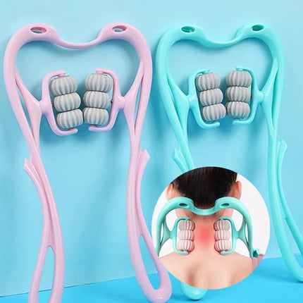 Cervical Massager Clip Neck Massage Artifact Six Wheel Neck Kneading Massager Manual Multifunctional Home Use Fatigue Relief