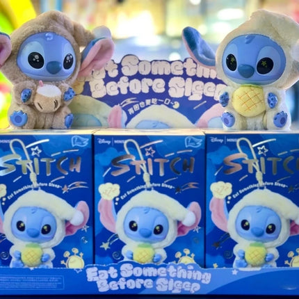 Miniso Stitch Eat Something Before Sleep Series Blind Box Plush Vinyl Toys Cute Doll Replica Mystery Box Bag Pendant Decor Gift