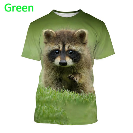 Cute Animal Raccoon 3D Men's Casual Fashion Harajuku Printed T-shirt Summer Short Sleeve Tops