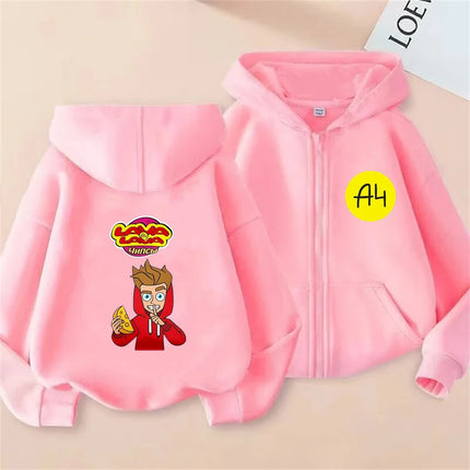 Merch A4 Children Hoodie Kids Zipper style Hoodie Boys black Girls pink 3-12 Year Sweatshirt Long sleeves leisure Anime Tops