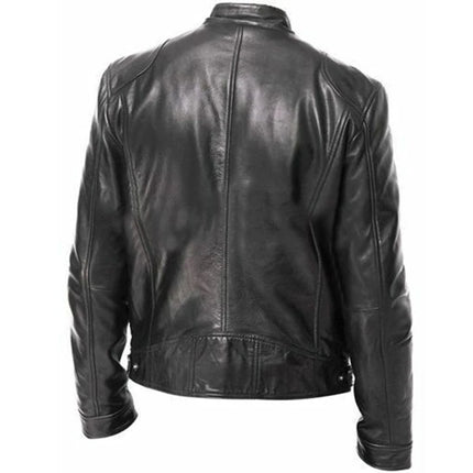 Leather Jacket Coats Warm Thick Fleece Zipper Cardigan Male Outerwear Male Vintage Casual Motor Biker Faux Leather Jacket