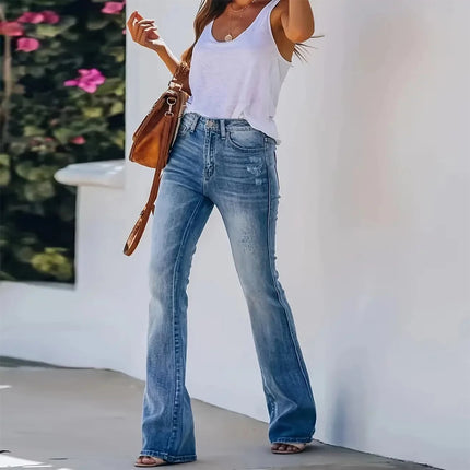 New hot women's horn jeans high waist slimming Denim pants