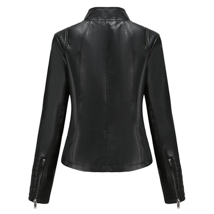2025 Women's Leather Jacket Spring Autumn Thin Motorcycle Suit European Size Leather Jacket Short Fashion Women's Jacket