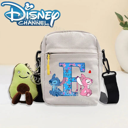 Disney Stitch Fashion Shoulder Bag for Women Men Anime Canvas Tote Bags Commuting Portable Zipper Handbag Crossbody Bag Gifts