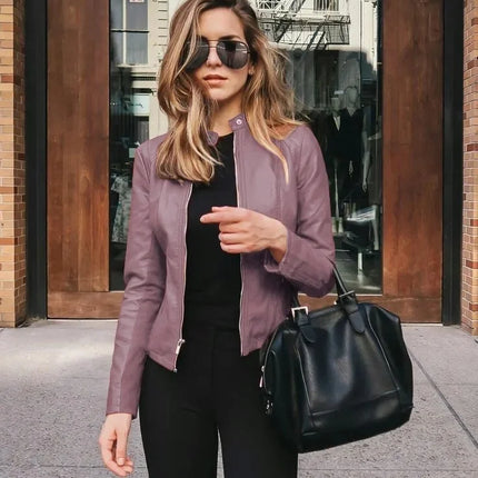 Fashionable Women's PU Leather Suit Jacket New Arrival Autumn Winter Small Outerwear Stylish EBay Style Wish Product