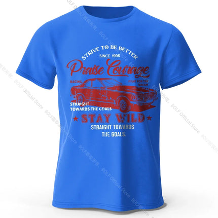 Men's Old Car Printed T-Shirt 100% Cotton Oversized Vintage Old School Graphic Tees for Men Women Summer Tops