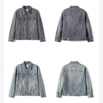 SIMWOOD 2025 Spring New Oversize 12.5oz Classical Denim Jackets Men Washed Vintage Casual Jacket