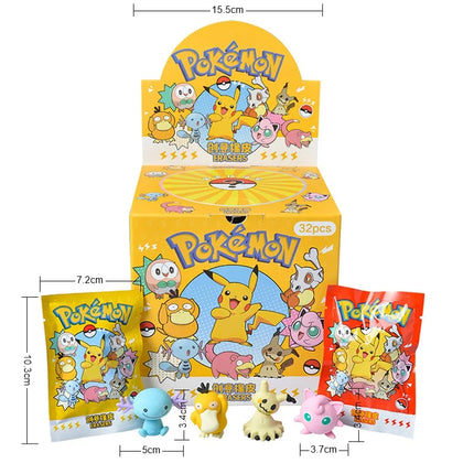 Anime Pokemon Blind Box Eraser Kawaii Pikachu Action Figure Model Doll Student Stationery Toy For Children's Gifts