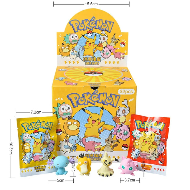 Anime Pokemon Blind Box Eraser Kawaii Pikachu Action Figure Model Doll Student Stationery Toy For Children's Gifts