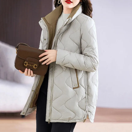 Winter Coat Women Fashion Down Cotton Hooded Jacket Casual Loose stand collar Solid Warm Thick Outwear Parka