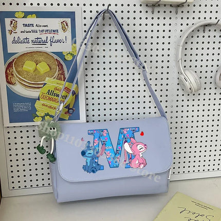 Disney Stitch Nylon Waterproof Shoulder Bag Women Anime Fashion High-capacity Crossbody Bags Students Commute Portable Handbag
