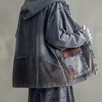Max LuLu 2025 Spring Clothes Womens Fashion Denim Hooded Jackets Loose Vintage Coats Ladies Casual Classic Patchwork Outerwear
