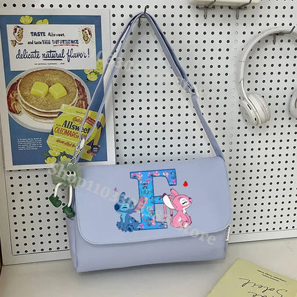 Disney Stitch Nylon Waterproof Shoulder Bag Women Anime Fashion High-capacity Crossbody Bags Students Commute Portable Handbag
