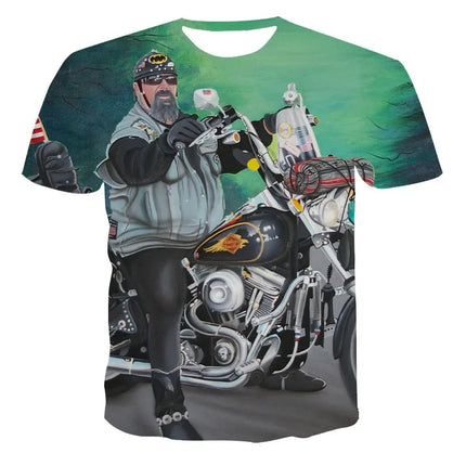 New Heavy Duty Motorcycle Harley Printed T-shirt 3D Men's and Women's Fashion Outdoor Sports T-shirt Summer Casual Cool Personal