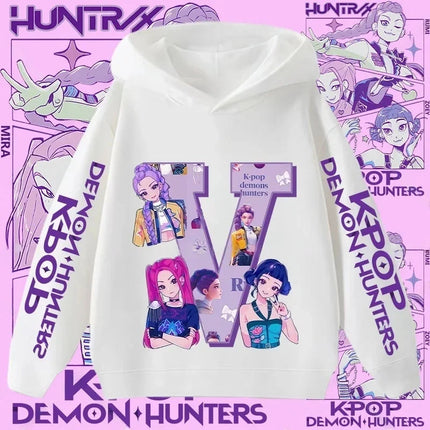 2026 New Letter A-Z Girls' Sportswear Kpop Demon Hunters Boys' Casual Shirt Children's Hooded Shirt Autumn/Winter Long-sleeved