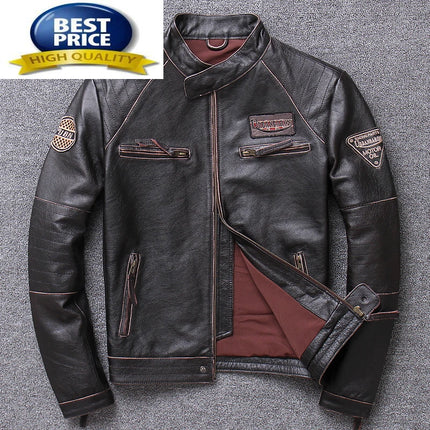 Sheepskin 100% Real Coat Men Autumn Winter Clothes Men's Leather Jacket 2023 Streetwear Moto Bliker Genuine Leathers 680