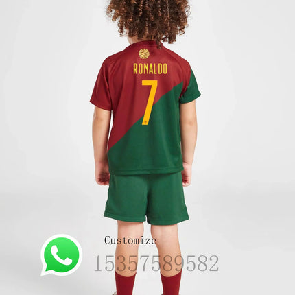 children's sport set boy girl Portuguese Fans shirt Training wear men and kids games soccer kits