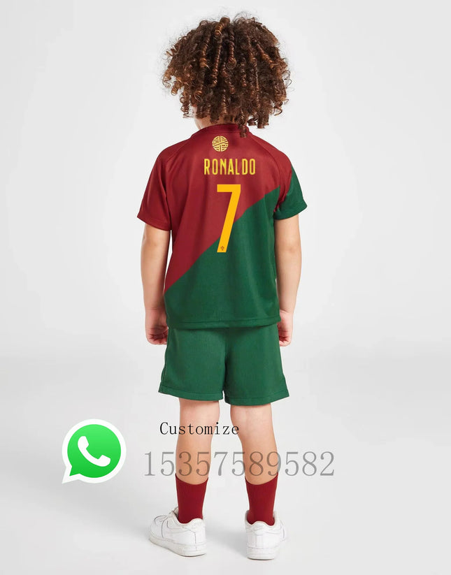 children's sport set boy girl Portuguese Fans shirt Training wear men and kids games soccer kits