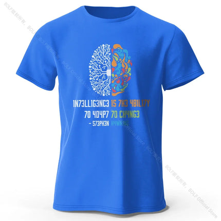 Funny Brain Power Printed 100% Cotton T-Shirt, Soft & Breathable Round Neck Short Sleeve Tee, Unisex Quirky Style