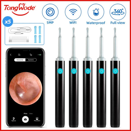 Wireless Visual Ear Endoscope Spoon Safe Silicone Earpick 5MP Camera Ear Wax Remover Luminous Otoscope 3.9mm Ear Cleaning Tools