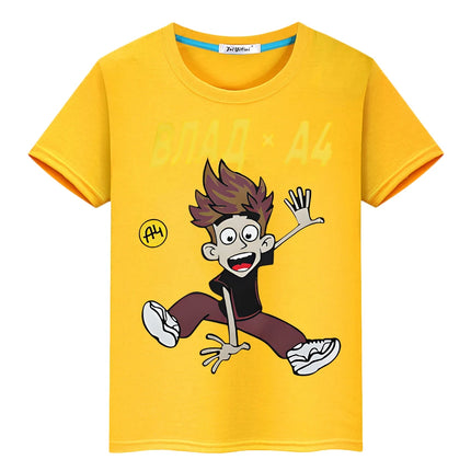 мерч A4 pride tshirt 100% Cotton Print T-shirt Kawaii Short y2k one piece Влад А4 Бумага anime Tees boys Tops kids clothes girl