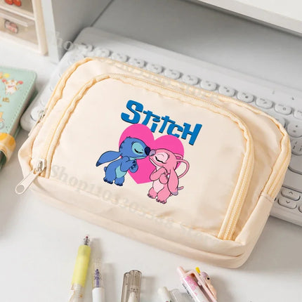 Disney Stitch High-capacity Pencil Bag for Students Anime Cartoon Fashion Pen Case Stationery Storage Pouch School Supplies Gift
