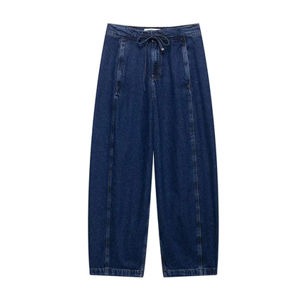 Summer Women's Suit Lace-up High-waisted Jeans Zipper Denim Jacket Top 2025 Casual Pants Set Women's Two Pieces set