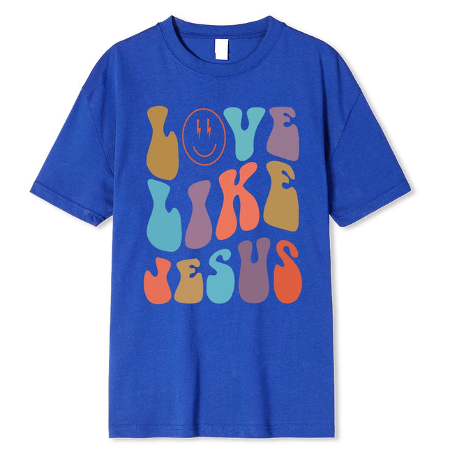 Love Like Jesus Cartoon Colorful Letter Pattern Personality Women T-Shirt Fashion Print T Shirt Casual Unisex Tshirts Clothes T