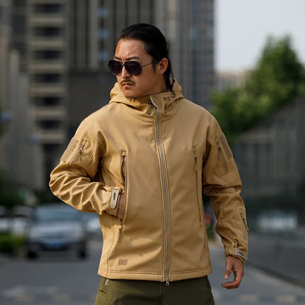 Sharkskin Soft-shell Hard Shell Camouflage Jacket Fleece Thick Tactical Suit Hooded Coat Manufacturers Handsome Outdoor Jacket