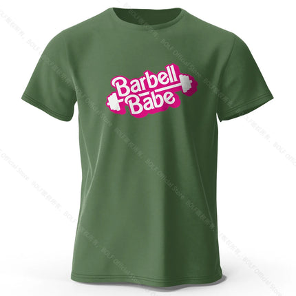 Barbell Babe Printed Women's T-Shirt 100% Cotton Oversized Graphic Tees for Women Tops