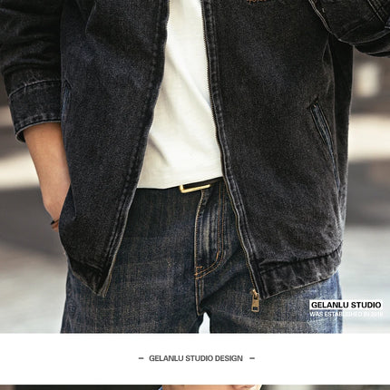 2024 Spring and autumn tide brand American vintage to do old denim coat men casual cargo jacket men