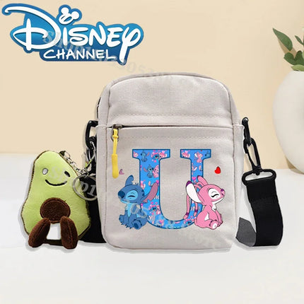 Disney Stitch Fashion Shoulder Bag for Women Men Anime Canvas Tote Bags Commuting Portable Zipper Handbag Crossbody Bag Gifts