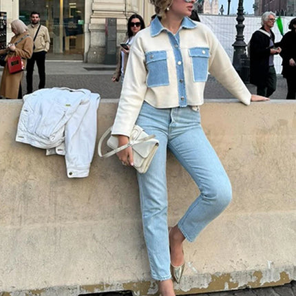 Women Patchwork Fringes Denim Jackets Coats Baggy Long Sleeves Spring Summer Jeans Tops Distressed High Street Elegant Lady Coat
