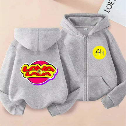 Merch A4 Children Hoodie Kids Zipper style Hoodie Boys black Girls pink 3-12 Year Sweatshirt Long sleeves leisure Anime Tops