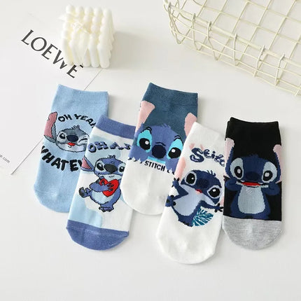 Disney Stitch Socks Boys Girls Anime Cartoon Stockings Spring Autumn Short Tube Students Sock Children Fashion Cute Hose Gifts
