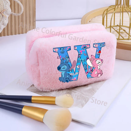 Disney Stitch Plush Cosmetic Bag for Women Anime Cartoon Fashion Makeup Pouch Girls Cosmetics Storage Bags Washing Handbag Gifts