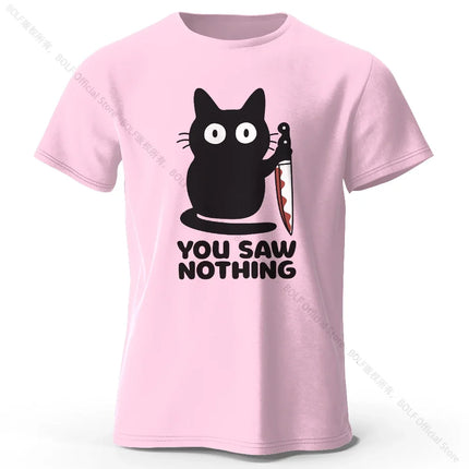 Women's Funny Cat Printed Basic Crew Neck 100% Cotton T-Shirt, Breathable Round Neck Short Sleeve Tee Unisex Fit for Men & Women