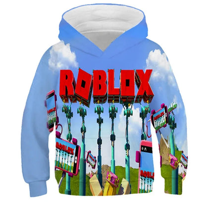 Loose Fit 3D Roblox Hoodie Kids 3-14Y Spring Autumn Boys Clothes Girls Outfit