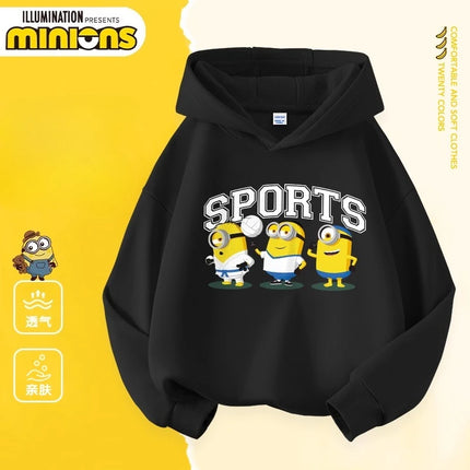 Despicable Me Cute Minions Print Boys Girls Hooded Sweatshirt Children's Fall and Winter Casual Fashion Warm Pullover Sweatshirt