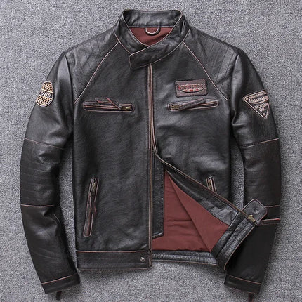 Sheepskin 100% Real Coat Men Autumn Winter Clothes Men's Leather Jacket 2023 Streetwear Moto Bliker Genuine Leathers 680