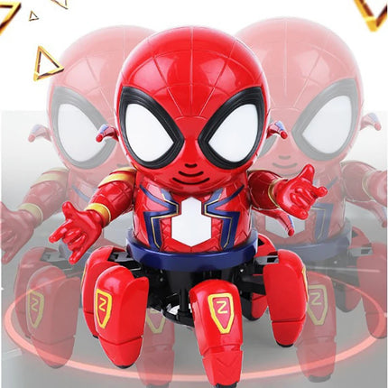 Spider-Man Dancing Robot Toy 6 Legs Electric Remote Control Marvel Superhero Action Figure LED Light Up For Kids Gift