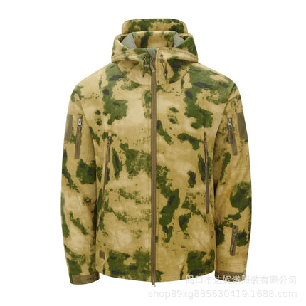 Thickened Shark Skin Soft Shell Jacket Camouflage Tactical Coat Fleece Lined Hooded Outdoor Skin Clothes Men's Fashion