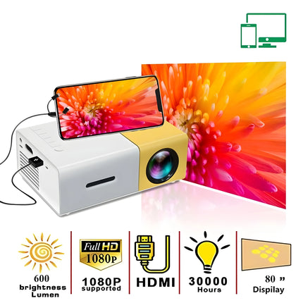 Mini Projector YG300 Pro LED supports 1080P full HD portable laser audio HDMI USB video projector