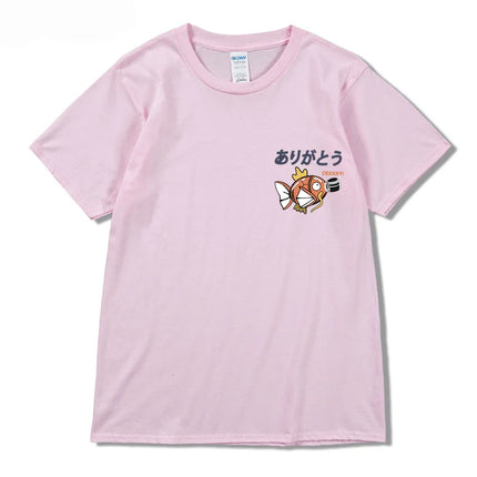 2024 Japanese fun ramen fish print hip hop men's casual comfortable cotton short sleeve T-shirt