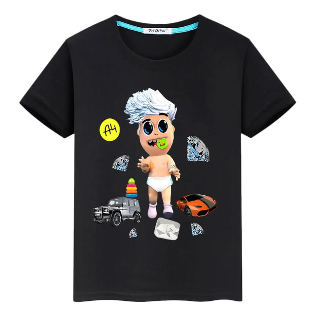 Merch A4 100%Cotton Print T-shirt Summer boy girl clothes y2k one piece Casual Short Tops Vlad A4 anime Tees O-Neck kids clothes