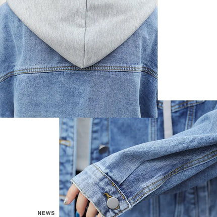 Denim Jacket Women 2024 Autumn Winter New Fashionable Blue Jeans Jackets Hooded Jacket Women Streetwear Coat Women Hot Sale
