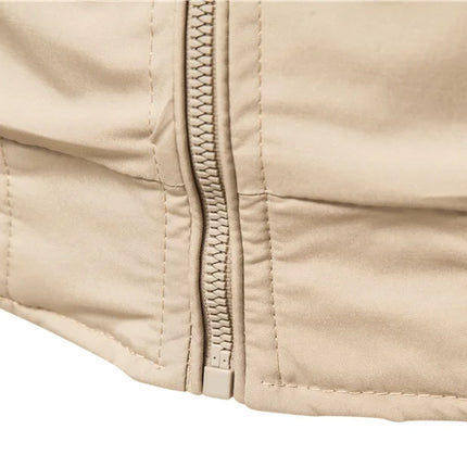 Fashion Men's Jackets Windbreaker Coats Spring and Autumn Thermal Bomber Jackets Multi-pockets Stand Collar Motorcycle Jackets