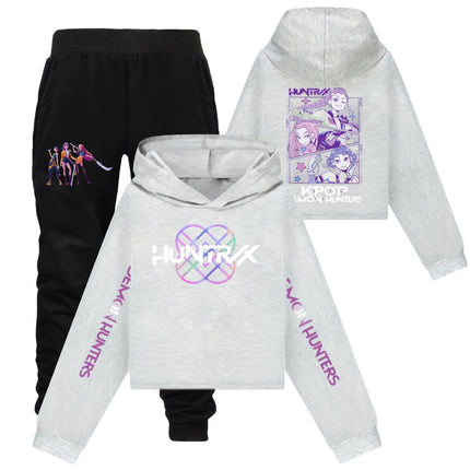 KPop Demon Hunters Hoodies 2pcs Set Kid Clothes Fashion Casual Hooded Sweatshirts K-Pop Demon Hunters Pullover