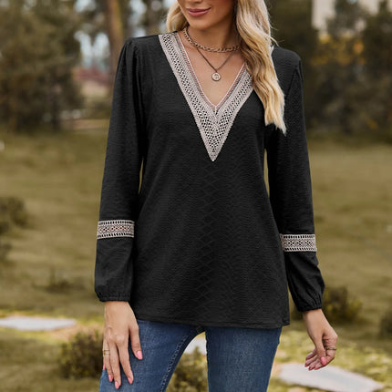 Damen Frühling Langarm Casual Tops Blusen